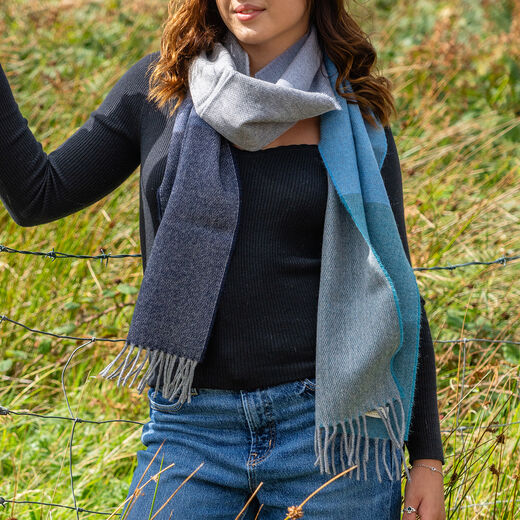 Marine strip merino lambswool scarf