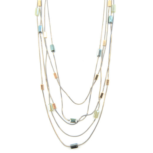 Green rectangle multi chain necklace