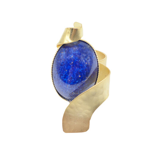 Blue glass stone swirl ring by Fo.Be