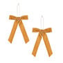 set of 2 yellow mustard coloured velvet bows decoration  