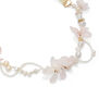 White hydrangea pearl ribbon necklace by Cherie Jewels
