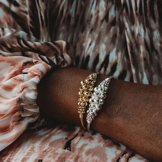 Gold beads Rhea cuff bracelet by Black & Sigi