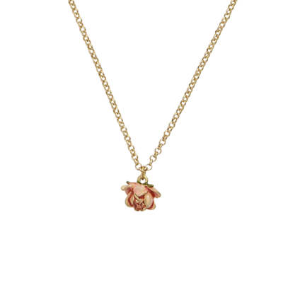 Enamel rosebud pendant necklace by Fable England
