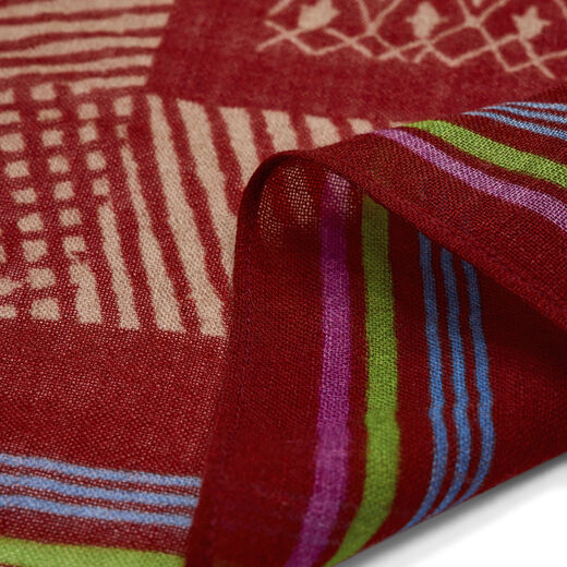 Red polka dot square wool scarf