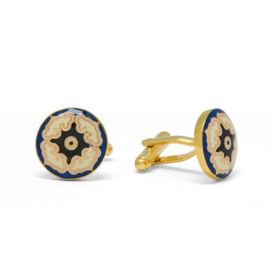 Owen Jones pink and blue enamel cufflinks by Azga