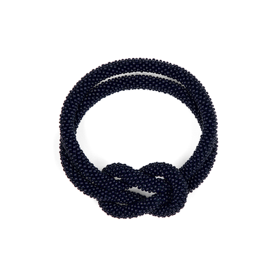 Dark blue glass bead knot bracelet