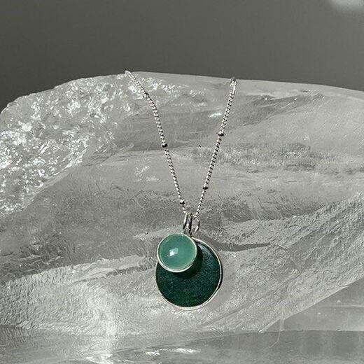 Aqua chalcedony and jade pendant necklace by Mirabelle