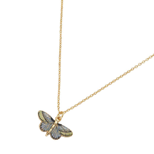 Blue enamel butterfly necklace by Fable England
