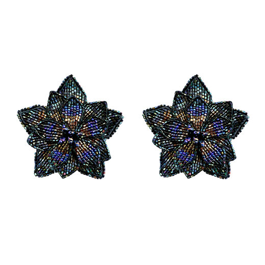 Floral beadwork earrings by Olivia Dar