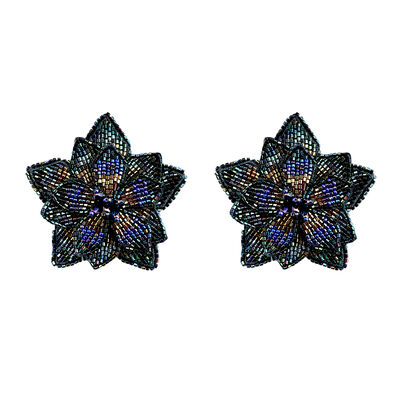 Floral beadwork earrings by Olivia Dar