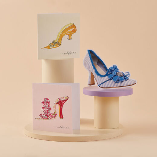 Mercy Artois shoe by Manolo Blahnik shaped postcard