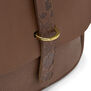 Brown leather oak-embossed saddle bag