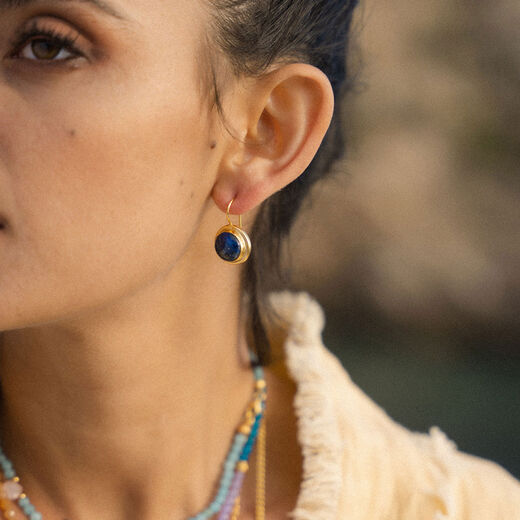 Lapis lazuli round hook earrings by Ottoman Hands