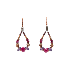 Purple bead hook earrings