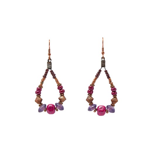 Purple beaded drop earrings