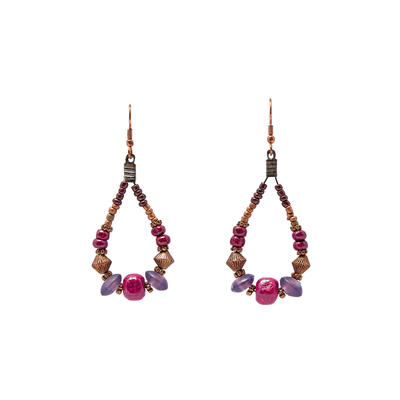 Purple bead hook earrings
