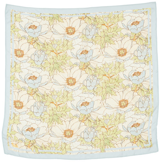 Lindsay Philip Butterfield blue flower silk scarf