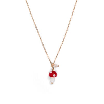 Red mushroom pendant necklace