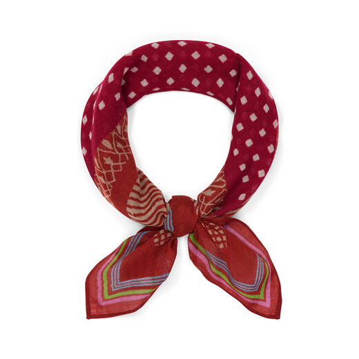 Red polka dot square wool scarf
