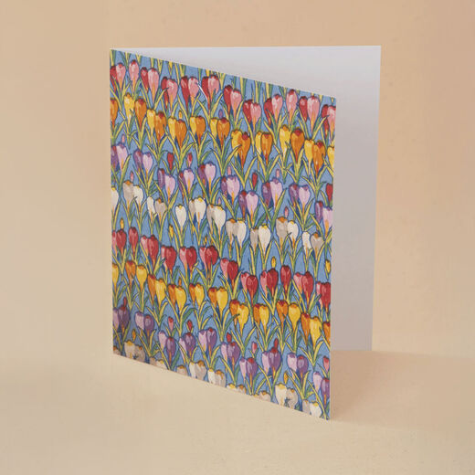 Rows of crocuses greeting card