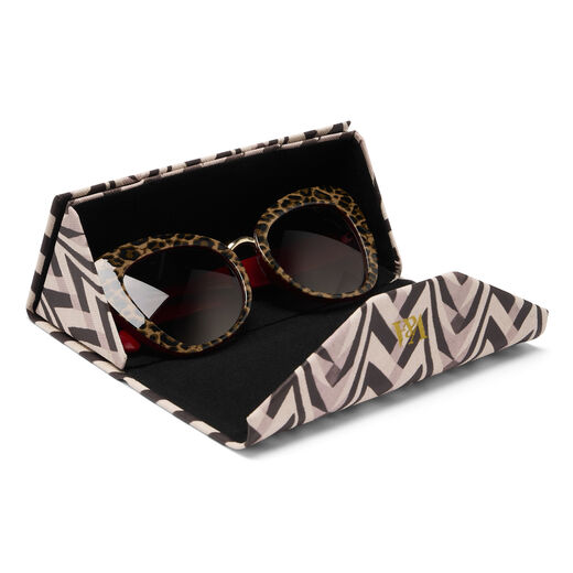Art Deco zigzag fold-flat glasses case with lens cloth