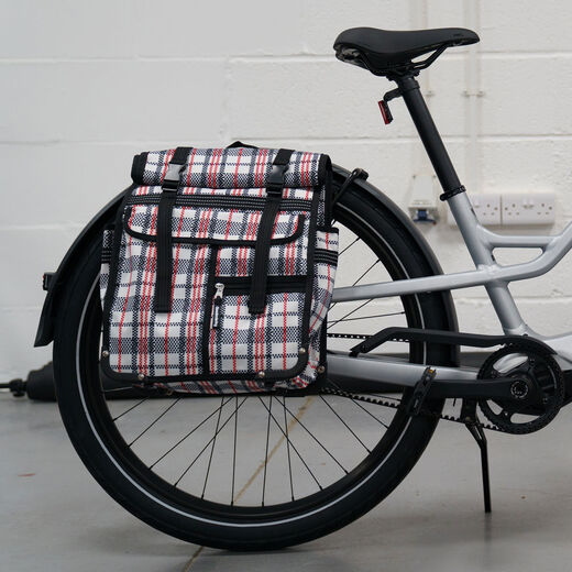 Tartan large rolltop bicycle backpack