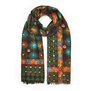 Green embroidered wool scarf