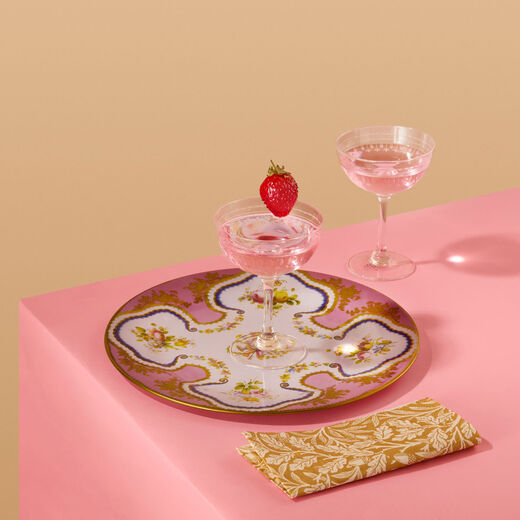 S&egrave;vres inspired pink and gold tin plate