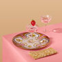 S&egrave;vres inspired pink and gold tin plate