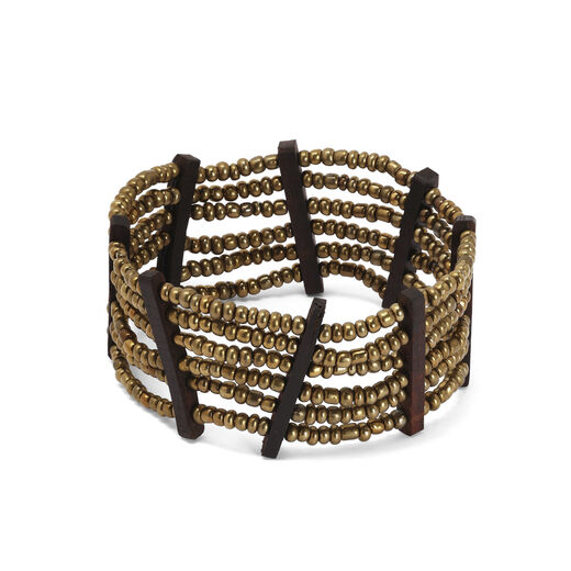 Coffee wood golden beaded bracelet