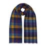 Blue and yellow checked wool scarf