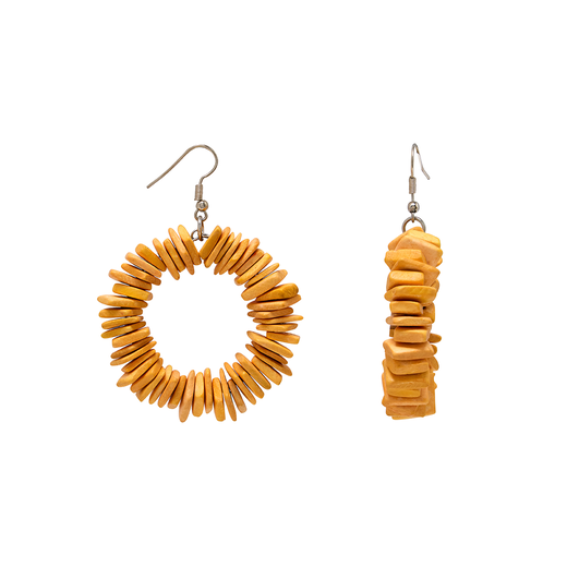 Yellow coconut shell beads hook earrings