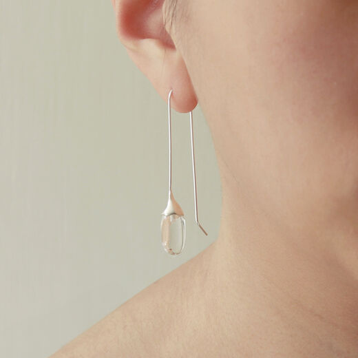 Rock crystal long hook earrings by Mounir