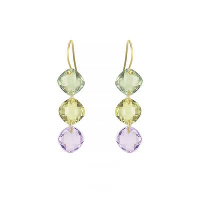 Amethyst and lemon quartz drop earrings by Mounir