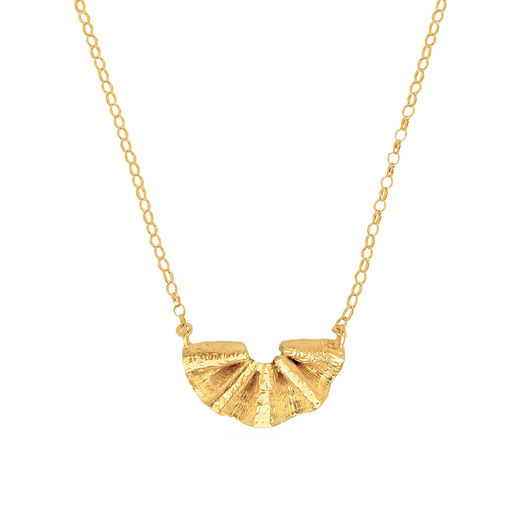 Regency ruffle fan gold necklace by Emma Calvert
