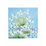 Snowdrop and lichen greeting card