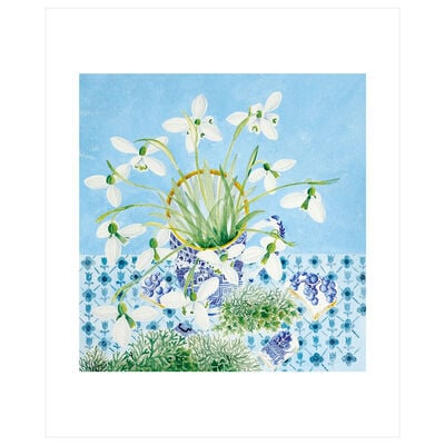 Snowdrop and lichen greeting card
