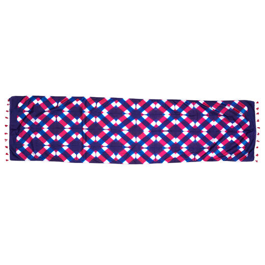 Pink and blue clamp Mulbari silk scarf