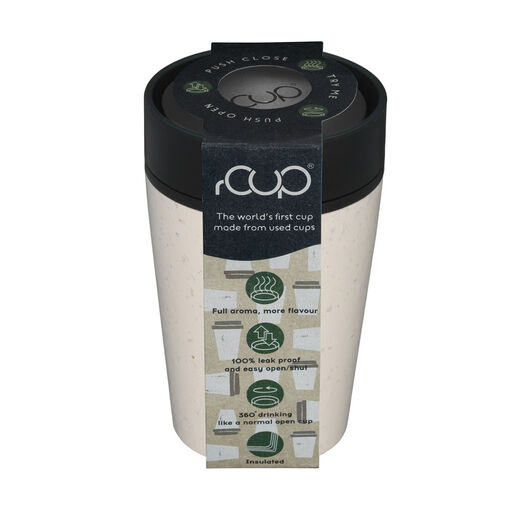 rCUP black lid reusable coffee cup