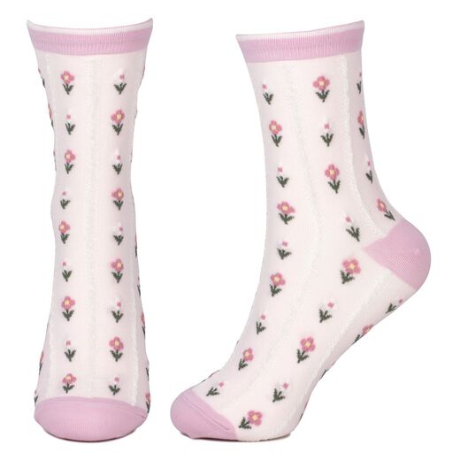 Pink floral socks