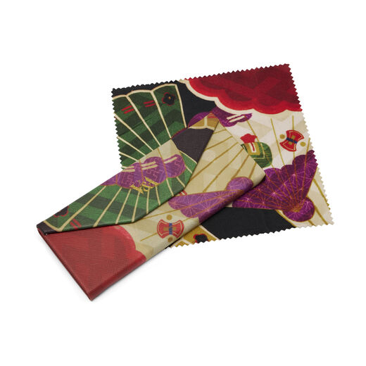 Japanese kimono fold-flat glasses case with lens cloth