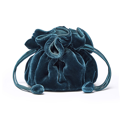Teal velvet jewellery pouch