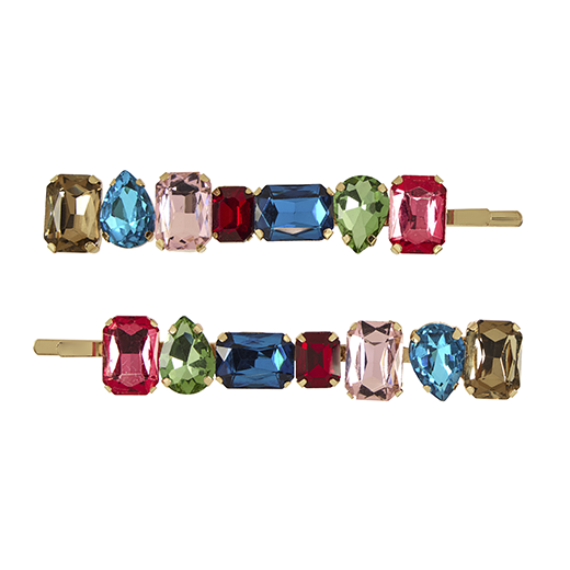 Fun multigem set of 2 bobby pins