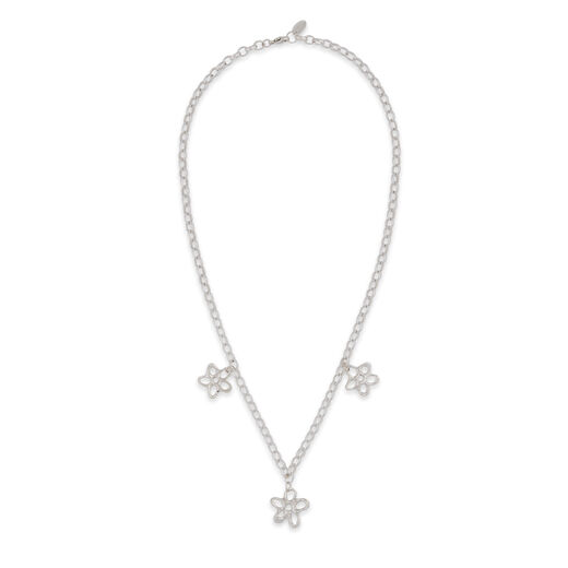 Recycled silver chain necklace with flower pendands