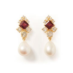 Garnet and pearl stud earrings by Carousel Jewels