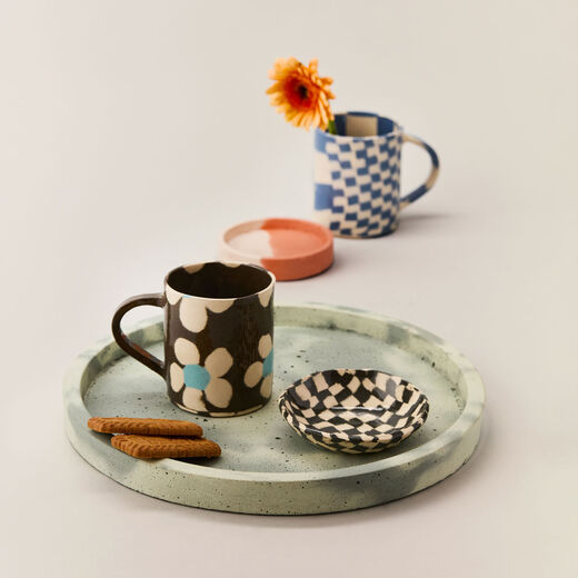 Terracotta and blush concrete coaster
