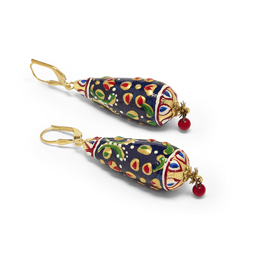 Dark blue drop hook earrings by Joli