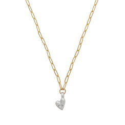 Mixed metal heart charm necklace