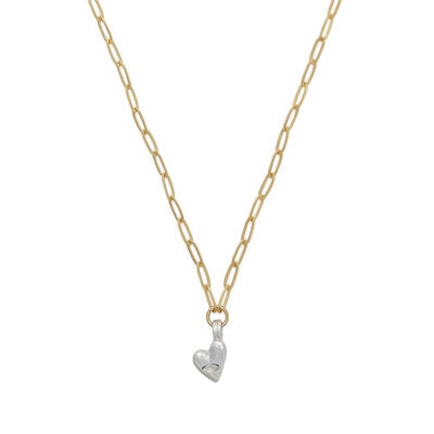 Mixed metal heart charm necklace