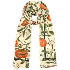 Orange stems crepe de chine silk scarf